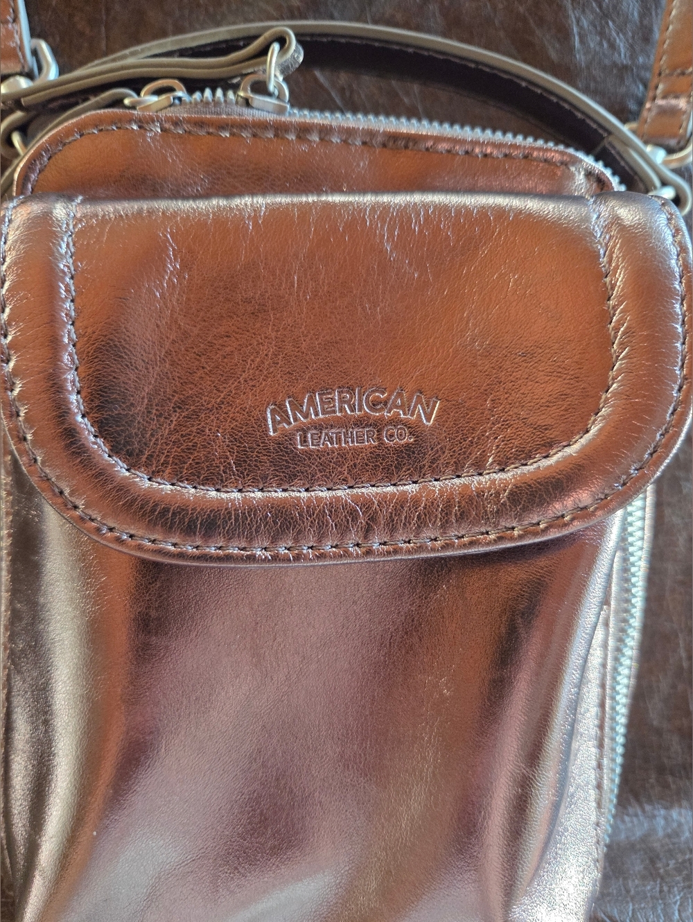Silver American Leather Co. Tribeca Leather Crossbody w/ Top Handle Gently Used - Picture 2 of 9